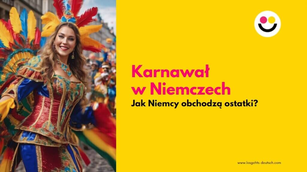 Parada podczas karnawału w Niemczech, kobieta w kolorowym stroju na ulicy niemieckiego miasta