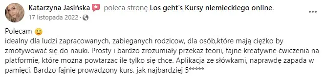 Opinia kursanta o szkole języka niemieckiego Los geht's